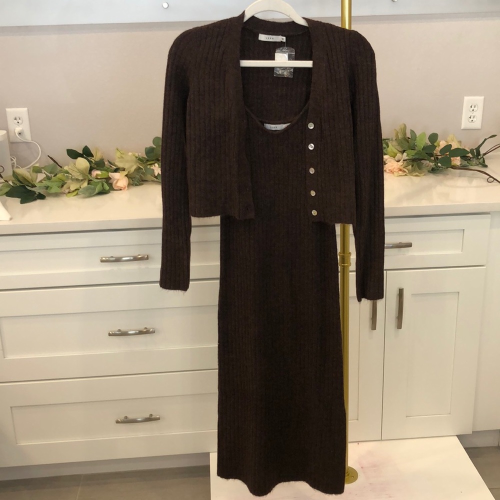 NEW Lush Clothing Knit Dress Cardigan Set